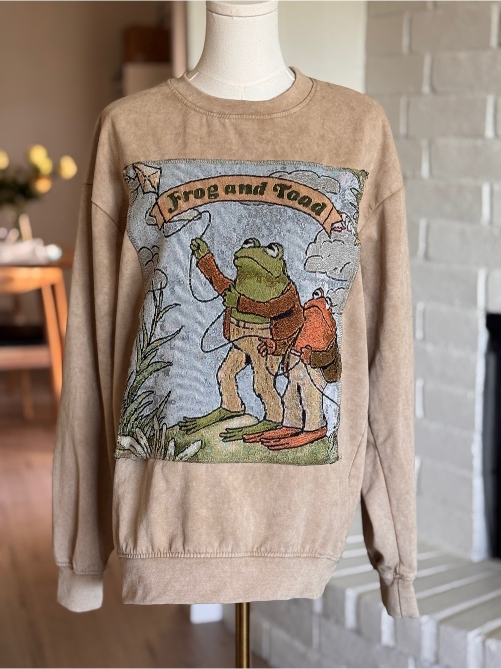 Frog and Toad Graphic Crewneck Sweater - Tan